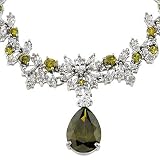 Best seller olive quartz & cz diamonds silver necklace Ballroom