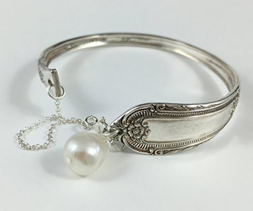 Silver Spoon Bracelet with Cream Pearl