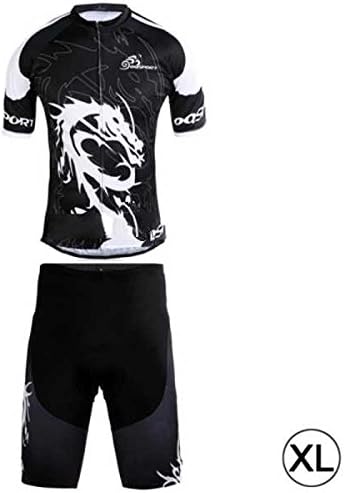 DS-Dragon Pattern Cycling Short Sleeves Jersey + Shorts Set for Men (Size: XL) ~.