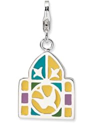 Sterling Silver 3 D Enameled Stain Glass Window with Lobster Clasp Charm