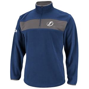 NHL Mens Tampa Bay Lightning Blue Colbalt/Storm Gray Long Sleeve 1/4 Zip Micro Chiller By Majestic (Blue Colbalt/Storm Gray, Small)