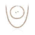 Sterling Silver 5.5-6mm Genuine Freshwater Cultured Pink Pearl Necklace Bracelet & Stud Earrings Set