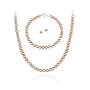Sterling Silver 5.5-6mm Genuine Freshwater Cultured Pink Pearl Necklace Bracelet & Stud Earrings Set
