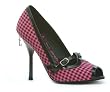 3 Inch Sexy Shoes High Heel Peep Toe Pump Shoes Gingham Fabric Penthouse Shoes Pink