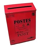 アンティーク風 郵便 ポスト 英字 レター メール ボックス 壁掛け インテリア A4 (レッド)