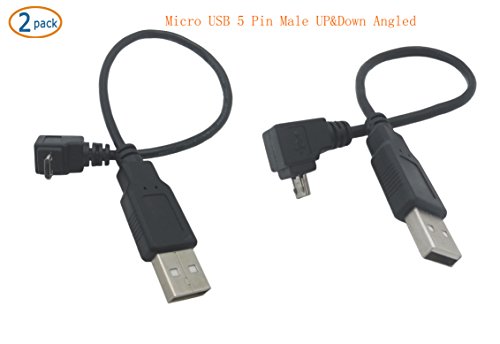 (2-PACK）Micro USB to USB A Cable,USB 2.0 Male to Micro USB 5 Pin Male UP&Down Angled 90 Degree Data Sync Cable Cord For Android, Samsung, HTC, Motorola, Blackberry Smartphones, Tablets(MIRCO,UP-Dowm)