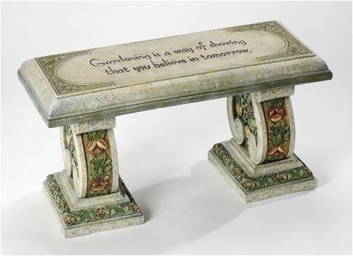 Vintage Romance Garden Bench With Flower Inlay And Gardening Verse #28772