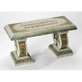 28.5 Joseph's Studio Victorian Floral Outdoor Garden Bench with Verse by 