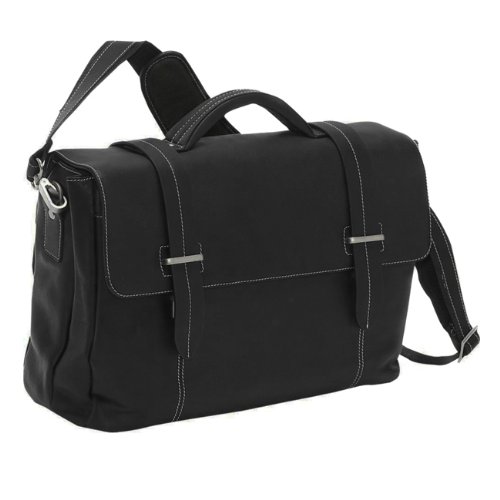 The Manchester Flap Over Leather Laptop Briefcase with Removable Sleeve