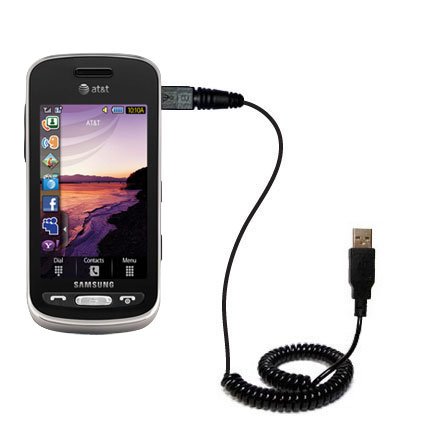 Coiled USB Cable for the Samsung Solstice SGH-A887 with Power Hot Sync and Charge capabilities - uses Gomadic TipExchange Technology