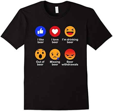 Men's Funny Beer Shirt Drinking T-shirt Emoji Emoticon Party 2XL Black