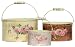 Jardin Decoupage Tin Oval Basket Set of 3 - Large = 8 1/4"x6 3/4"x 4 3/4"H