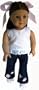 White Eyelet Top, Blue Jeans with Floral Applique on Leg. SHOES INCLUDED! Sweet Outfit Fits 18" American Girl Doll
