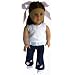 White Eyelet Top, Blue Jeans with Floral Applique on Leg. SHOES INCLUDED! Sweet Outfit Fits 18" American Girl Doll