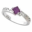 14K White Gold Amethyst and Diamond Ring