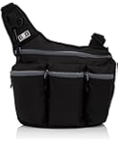Diaper Dude Messenger Diaper Bag for Dads, Black with Gray Zippers