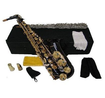 Merano E Flat Black Lacquer Plated Alto Saxophone with Case