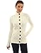 PattyBoutik Women Mock Neck Cable Knit Cardigan (Ivory Medium)