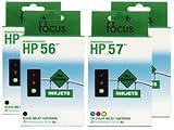 Remanufactured HP 56 57 2 Black 2 Color Ink Cartridges -Pack of 4 -Photosmart 130, 230, 230v, 2410, 7150, 7260 Brand