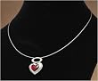 J-Steel by Fyn Studios (TM) Stainless-Steel Angel Heart Pendant Necklace with Red Crystal 843332002355