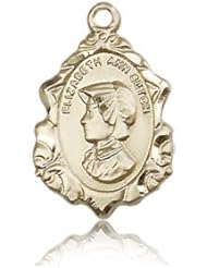 Free Engraving Included Medal-14k Gold St. Saint Elizabeth Ann Seton Medal 3/4" 0813KT w/o Chain w/Box Patron Saint of Loss of Parent or Child