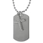 Stainless Steel Dog Tag and Cross Pendant, 22"