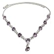Sterling Silver Charm Necklace Amethyst Gemstone Jewelry 16 inches