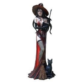 Fantastic Witch & Cat Figure by Nemesis Now - Very Detailed Handpainted Figure, Gothic Gift Idea