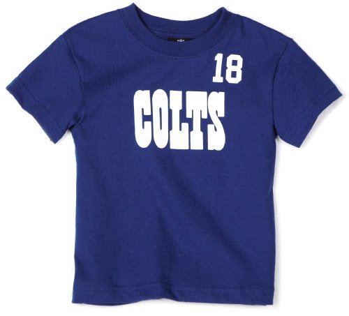 NFL Boys' Indianapolis Colts Peyton Manning Name & Number Tee Shirt (Blue, 7)