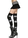 opaque thigh hi with big skull print