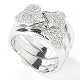 Sterling Silver / Platinum Diamond Heart Ring