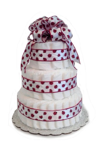 Ladybug Red and White - Baby Shower Diaper Cake/ Centerpiece (3 Tier)