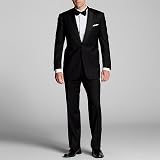 Hickey Freeman Black Wool One Button Tuxedo