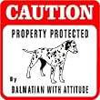 CAUTION: DALMATION PROTECTION dog warn sign