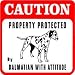 CAUTION: DALMATION PROTECTION dog warn sign