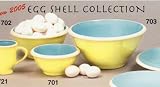 Ronnie's Terramoto Ceramic, 3-Piece Mixing Bowl Set, 4qt, 2qt, 1qt, Yellow Exterior, Robin's Egg Blue Interior