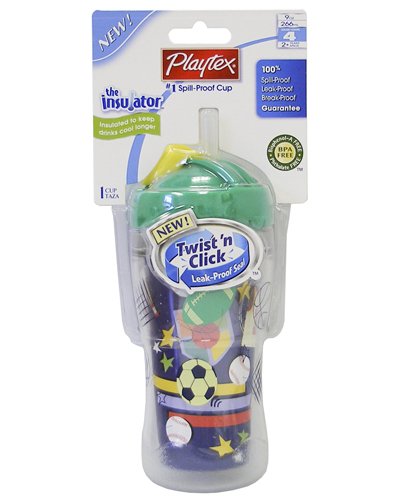 Playtex Baby The Insulator Twist n Click Straw Cup 9 OZ(ASSORTED COLORS and PATTERNS)