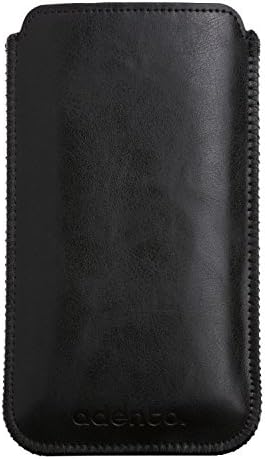Adento iPhone 6 Case in Black PU Leather - Protective Pouch Cover with Elastic Pull Strap and soft Interior for the Apple Phone 6