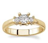 18k Yellow Gold Three-Stone Princess-Cut Diamond Ring (G/VS2, 1/2 ct. tw.)