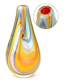 100% Handcraft Murano Glass Art Glass Vase Mouth Blown Art Rainbow Swirl Sprial Vase