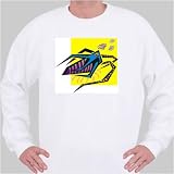 Sweatshirt with animal, prehistoric, creature, dinosaur, crustacean Large White