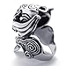 KONOV Gothic Casted Skull Stainless Steel Biker Mens Ring, Silver Black