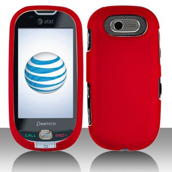 Premium - Pantech P2020/Ease Rubber Red Cover - Faceplate - Case - Snap On - Perfect Fit Guaranteed