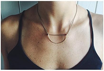 Bronze Choker, Hammered Gold Half Circle Necklace, Minimalistic Crescent Necklace, Minimalist Necklace