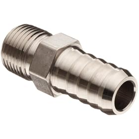 Parker 316 Stainless Steel Barb Connector To Male Pipe 1/2" Hose Barb 3/8" Male NPT