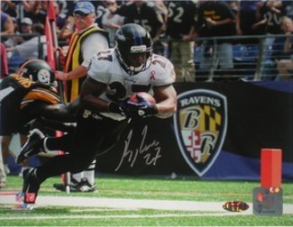 Ray Rice Autographed/Hand Signed Baltimore Ravens 16X20 Touchdown Dive Photo- Steiner Hologram