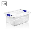 12 Liter Aufbewahrungsbox Kristallbox transparent + Deckel Archivkiste Spielzeugkiste