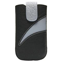 Xirrix PU Leder Tasche Wave schwarz grau M f�r Motorola Defy Nokia 303 3720 Classic 500 5230 XpressMusic 5800 XpressMusic 603 6730 Classic 701 C3-00 C3 C5-00 C5 C7-00 C7 E52 E6-00 E6 E71 E72 N8-00 N8 N97 Oro X2-00 X2 X6-00 X6 inkl. sumo:mobile Displayreinigungstuch