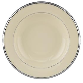 Lenox Solitaire 9-Inch Platinum-Banded Fine China Pasta Rim Soup Bowl, Set of 4 by Lenox