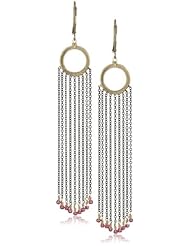 Dana Kellin Sexy Fringe with Contrasting Metal and Indian Pink Crystal Drop Earrings